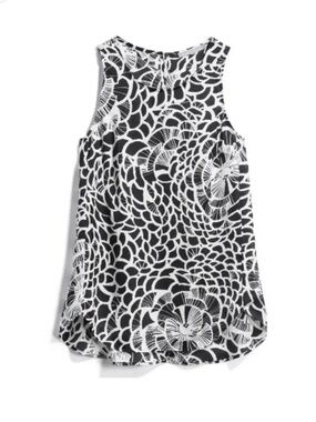 Daniel Rainn Black & White Floral Pattern Sleeveless Tank